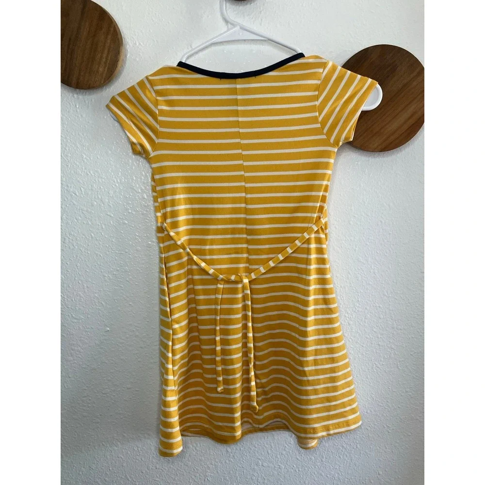 Xtraordinary Tie Back Mustard Yellow Striped‎ Dress Girls Size 5